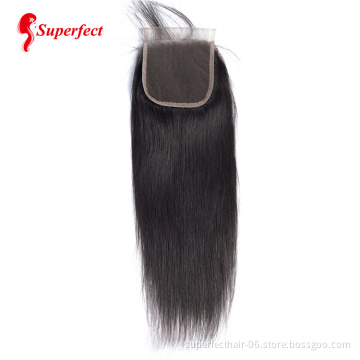 Wholesale Virgin Brazilian Human Hair Pre Plucked Transparent Swiss Lace 4x4 Lace Closure